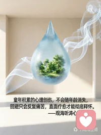 童年积累的心理创伤，不会随年龄消失，回避只会反复痛苦，直面疗愈才能彻底释怀。——观海听涛心理疗愈