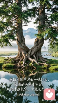 感情里别单方面一味付出，失衡的关系走不远，双向体谅包容，才能长久相伴。——观海听涛心理疗愈