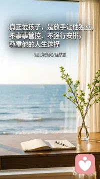 真正爱孩子，是放手让他独立，不事事管控、不强行安排，尊重他的人生选择。  ——观海听涛心理疗愈