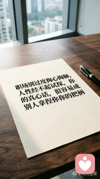 职场别过度掏心掏肺，人性经不起试探，你的真心话，很容易变成别人拿捏你的把柄。———读心术
