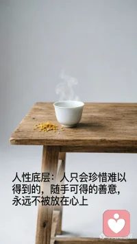 人性底层：人只会珍惜难以得到的，随手可得的善意，永远不被放在心上。