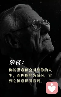 荣格:
你的潜意识会引导你的人生，而你称其为命运，直到它被意识所看到。