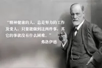 精神健康的人，总是努力的工作及爱人，只要能做到这两件事，其他的事就没有什么困难。
                                                            ——弗洛伊德