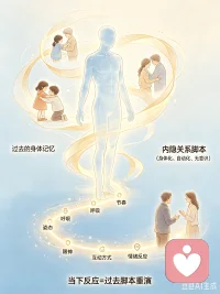人永远带着“过去的身体记忆”活在当下
人不是一张白纸
每一次互动
每一次被对待
每一次接触
都会沉淀为内隐关系脚本
（身体化、自动化、无意识）
脚本储存在
节奏、呼吸、姿态、眼神、互动方式、情绪反应里
这些脚本会自动投射到每一个当下情境
所以，你在当下的反应
看似是当下的问题
其实是过去脚本在当下重演

咨询师就是在当下与来访者的相遇里
陪着来访体验
进而觉察自己的内隐关系脚本
看见自己的接触模式
感受自己真实的需求
在当下的咨访关系里
释放积压的情绪
点亮接触意向性
修通接触阻断
实验新的接触模式
完形体验循环
整合自体人格