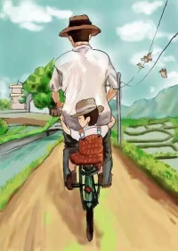 ??還記得小時候坐在父親的自行車后座上走過的那些回家路嗎？抬頭永遠是父親挺直的后背，把路邊的白楊樹和小伙伴們甩到了身后。小小的我抱著父親的腰，享受那種有依靠的感覺。配圖