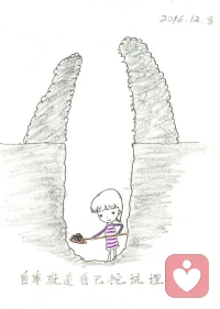 自卑，就是自己挖坑埋沒自己。
(′?_?`)(′?_?`)(′?_?`)(′?_?`)配圖