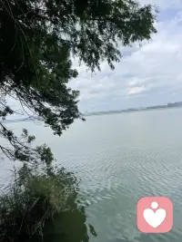在水边，非常安静的接听来访的电话。配图
