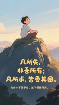 凡我所失，皆非我所有；
凡我所求，皆受其所困；
万物皆为我所用，而非我所属；
君子使物，不为物使；
大道至简，无欲则刚；
无为，则无所不为。