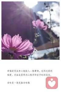 幸福是你全身心地投入一樁事物，達到忘我的程度，并由此獲得內心秩序和安寧時的狀態。