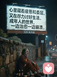 成年人的世界，
总有说不出口的委屈、无人懂的疲惫。
如果你累了、烦了、内耗了，
可以找我当你的树洞。
我不评判、不打断、不八卦，
只用心倾听，安静陪伴。