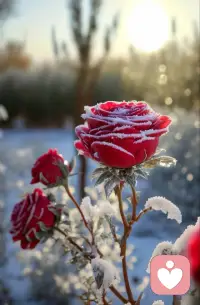 这是什么花？冬雪里开得这么烂漫。月季吗？配图