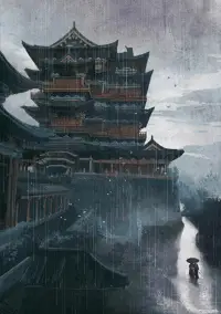 暮雨瀟瀟臨樓闕
?登高風(fēng)中吟一絕
?望天重云疊似山
行影不孤話寂滅
?配圖