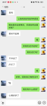 2024年5月8號，做完咨詢的截圖，父母經常打架，造成孩子有恐懼感，休學，身體出冷，汗顫抖，配圖