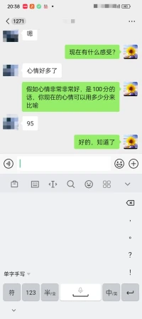 2024年5月8號，做完咨詢的截圖，父母經常打架，造成孩子有恐懼感，休學，身體出冷，汗顫抖，配圖