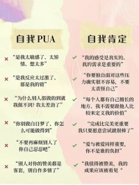 自我PUA與自我肯定有什么區別？看圖，自我覺查一下，你各占了幾樣？配圖