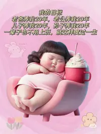“我”的目标

老爸养我20年，老公养我20年
儿子养我20年  孙子养我20年

一辈子也不用上班，
就这样度过一生。

❤️哈哈哈，哈哈哈，笑饱了❤️配图