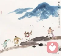 踏歌而行者，物我兩忘間。配圖