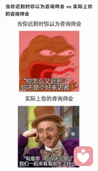 來訪者的遲到也是有意義的。
保持一顆好奇的心，
與來訪者一起探討遲到背后的故事。配圖