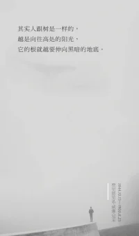 其實人跟樹是一樣的，越是向往高處的陽光，它的根就越要伸向黑暗的地底。—— 弗里德里希·威廉·尼采配圖