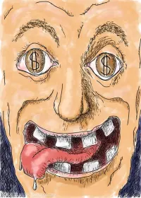 人們很容易被貪婪、自私、自負和狹隘遮蔽雙眼，
俗話說就是被豬油蒙了心。
在那個當下，
他已置身于暗獄，
極難超脫。配圖