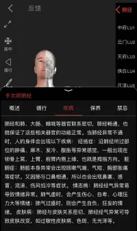 肺經(jīng)不通時人體會出現(xiàn)以下疾病：延肺經(jīng)所經(jīng)過的部位腫痛、麻木、發(fā)冷、酸脹等感覺。臟腑會出現(xiàn)咳嗽氣喘、氣短、胸部脹痛等癥狀。詳見下圖??配圖