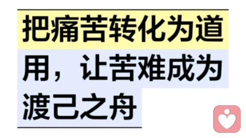 把痛苦转化为道用，让苦难成为渡己之舟