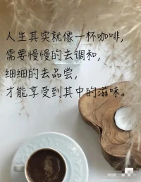 人生其實就像一杯咖啡，
需要慢慢的去調和細細的去品嘗，
才能享受到其中的滋味。配圖