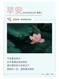 不去眷戀昨天
也不畏懼未知的明日
遇見更好的今天和當下
嶄新的一天，感恩遇見美好配圖