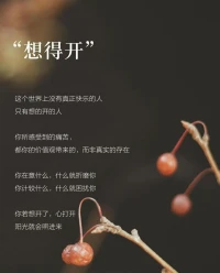 这个世界上，没有真正快乐的人
只有想的开的人，你所感受到的痛苦
都你的价值观带来的，而非真实的存在
你在意什么，什么就折磨你
你计较什么，什么就困扰你
你若想开了，心打开，阳光就会照进来配图