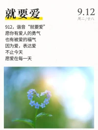 就要爱

912，谐音“就要爱”
愿你有爱人的勇气
也有被爱的福气
因为爱，表达爱
不止今天
愿爱在每一天配图