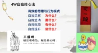 親愛的朋友們
大家早上好??????
無論您身在何方，都要讓心靈飛翔
我是靜心慧聽

適時要覺察，萬能4W修心法

?自我覺察： 為什么難受、焦慮，痛苦……等
?自我澄清：想要什么
?自我賦能：有什么
?自我提升：做點什么讓情況有所改善（越來越好）

?每一次挑戰都是自我突破成長的契機
?每個人都可以讓自己越來越好??
?加油配圖