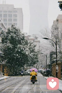 《雪》
先雨后雪風在塵，
先暖后冷霜為真，
先窄后寬此為路，
先苦后甜夜歸人。配圖
