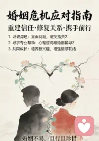 婚姻咨询


婚姻想要长久，从来不是靠爱和忍耐硬撑，而是要提前避坑、守住边界。

别把感动当爱情，别把妥协当包容，别把沉默当解决问题。情绪稳定、坦诚沟通、责任担当，比甜言蜜语更重要。经济透明、彼此尊重、不越界、不冷暴力、不忽视对方感受，才能减少内耗。

婚姻是两个人并肩前行，不是一个人独自委屈。避开冲动、自私、敷衍与背叛，用心经营、互相体谅，才能走得远、走得稳。配图