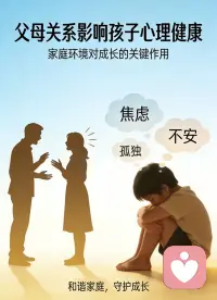 父母的相处模式，就是孩子看见的第一份亲密关系。你在婚姻里抱怨、指责、压抑、逃避，孩子就会学着否定自己、害怕亲密、不敢信任。

他未来的恋爱观、婚姻观、安全感，全都来自原生家庭里，你们相爱的样子。配图