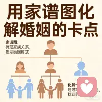 在婚姻中频频陷入内耗与卡点，常常不是两个人的问题，而是原生家庭模式在悄悄影响彼此。家谱图能帮我们清晰看见关系背后的代际模式，找到矛盾根源，有效化解婚姻里的争吵、冷战与纠结。如果你不懂得如何绘制家谱图，也不清楚如何通过家谱图梳理关系、疗愈婚姻，欢迎随时咨询老师，获得专业指导与陪伴，走出内耗，重建舒适安稳的亲密关系。配图