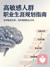 高敏感人群职业生涯规划

高敏感人群心思细腻、感知力强，却易因外界评价内耗，在职场中常陷入迷茫与疲惫。

盲目择业、不懂发挥自身优势，只会不断消耗自己。

与其独自纠结内耗，不如借助专业力量，精准挖掘天赋特质，规划适配赛道，学会规避职场压力源。

专业指导能帮你扬长避短，找到舒适且可持续的职业方向，让敏感成为优势，而非负担。配图