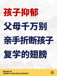 #孩子休學(xué)
?面對(duì)孩子抑郁休學(xué)，父母常感無(wú)力與迷茫，小心翼翼地嘗試溝通，卻往往不知如何是好。一句不經(jīng)意的話(huà)可能觸發(fā)孩子敏感的情緒，讓父母進(jìn)退兩難：既不敢多言，又難以沉默。面對(duì)孩子的冷淡，父母心痛不已，感覺(jué)自己的話(huà)語(yǔ)和行動(dòng)都變得蒼白無(wú)力。

父母?jìng)冃枰靼祝⒆釉诔醺咧须A段面臨的學(xué)業(yè)壓力巨大，很容易感到失控。心情低落、斗志全無(wú)、學(xué)業(yè)重負(fù)、社交退縮，對(duì)孩子而言，這些都是不小的挑戰(zhàn)。在這個(gè)關(guān)鍵時(shí)刻，父母應(yīng)給予更多的理解和支持，幫助他們緩解壓力和負(fù)面情緒，從而助力孩子戰(zhàn)勝抑郁，重返校園。

鏈接我一起探討孩子從拒學(xué)到厭學(xué)，再到復(fù)學(xué)，幫助父母更好地理解孩子的心路歷程。只有順利引導(dǎo)孩子通過(guò)這些階段，他們才能重新融入校園生活。配圖