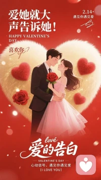 你是我生命中的不期而遇，是我余生里的满心欢喜，情人节快乐！