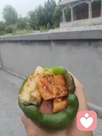 大青椒🫑牛肉🥩，芝麻饼🫓酱香饼，葱花饼🫓，好吃😋配图