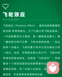 飛輪效應。萬事開頭難，當你堅持熬過臨界點，事態就會平穩順利起來。配圖