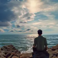 若不是心寬似海，哪有人生風(fēng)平浪靜。在紛雜的塵世里，為自己留下一片純靜的心靈空間，不管是潮起潮落，也不管是陰晴圓缺，你都可以免去浮躁，義無反顧，勇往直前，輕松自如地走好人生路上的每一步。配圖