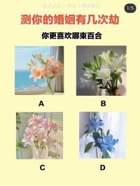 很準的心理測試:
?你的婚姻經歷幾次劫難？
以下的花，你選哪朵？配圖