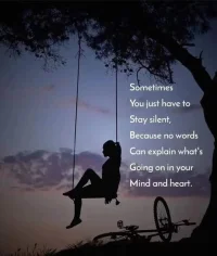 Sometimes You just have to Stay silent, Because no words Can explain what's Going on in your Mind and heart.配圖