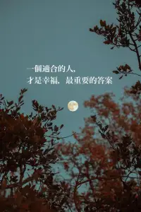 人生的坎很多，兩個人要能夠一起穿越那些坎，並不是單方努力跟隨就可以。

適合的人，才懂得你真正的需要跟依靠，才能夠在那些人生的風雨裡，跟你並肩走在一起。

適合的人，在爭吵後更瞭解彼此；不適合的人，在爭執後日漸疏離。

並不是因為你做錯什麼，所以最後無法留住那份感情。而是你已經在那些盡力的過程裡，瞭解了你們真的不適合。

他不會追上來的，就算他追上來，後來也會再離開。而你也真的沒有為那份愛少做什麼，因為做再多，那份感情最後也不會成為幸福。

一個適合的人，才是幸福，最重要的答案。配圖