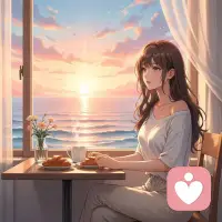 She wakes up early to watch the sunrise over the ocean - soft pink light spilling across the water. For a moment, everything feels still, like the world is holding its breath. She takes a deep one of her own and smiles. Maybe this is what peace really looks like
 她早早醒来，观赏着海洋之上的日出——柔和的粉色光芒洒遍水面。有那么一刻，一切都感觉静止了，仿佛整个世界都在屏息凝神。她深吸了一口气，露出了微笑。或许这就是真正的宁静景象。配图