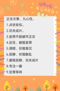 正念覺知，九心住，次第！配圖