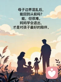 母子边界混乱后，还能回到从前吗？
母子边界混乱后，还能回到从前吗？
前几天我听到一个真实故事。很多人问：母子边界混乱后，还能回到从前吗？