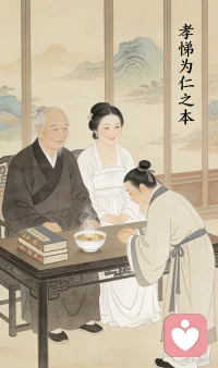 事父母，能竭其力。—— 《论语·里仁》配图