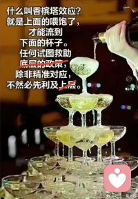 “香槟塔效应”是一个源自香槟塔物理结构的隐喻，常被用于描述资源、利益或影响在层级体系中‌自上而下、逐层传递‌的模式。其核心逻辑是：‌只有当上层的容器被填满后，多余的资源才会流向并惠及下一层‌。