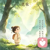 空山不见人，但闻人语响。
返景入深林，复照青苔上。
《鹿柴》—— 唐 · 王维配图